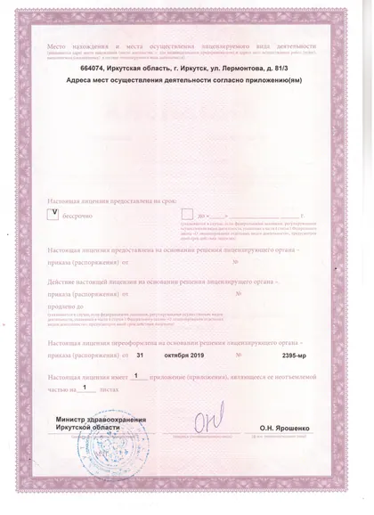 Лицензия ЛО-38-01-003699, лист 2